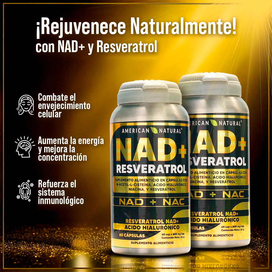 NAD+ CON RESVERATROL Y ACIDO HIALURONICO