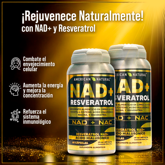 NAD+ CON RESVERATROL Y ACIDO HIALURONICO