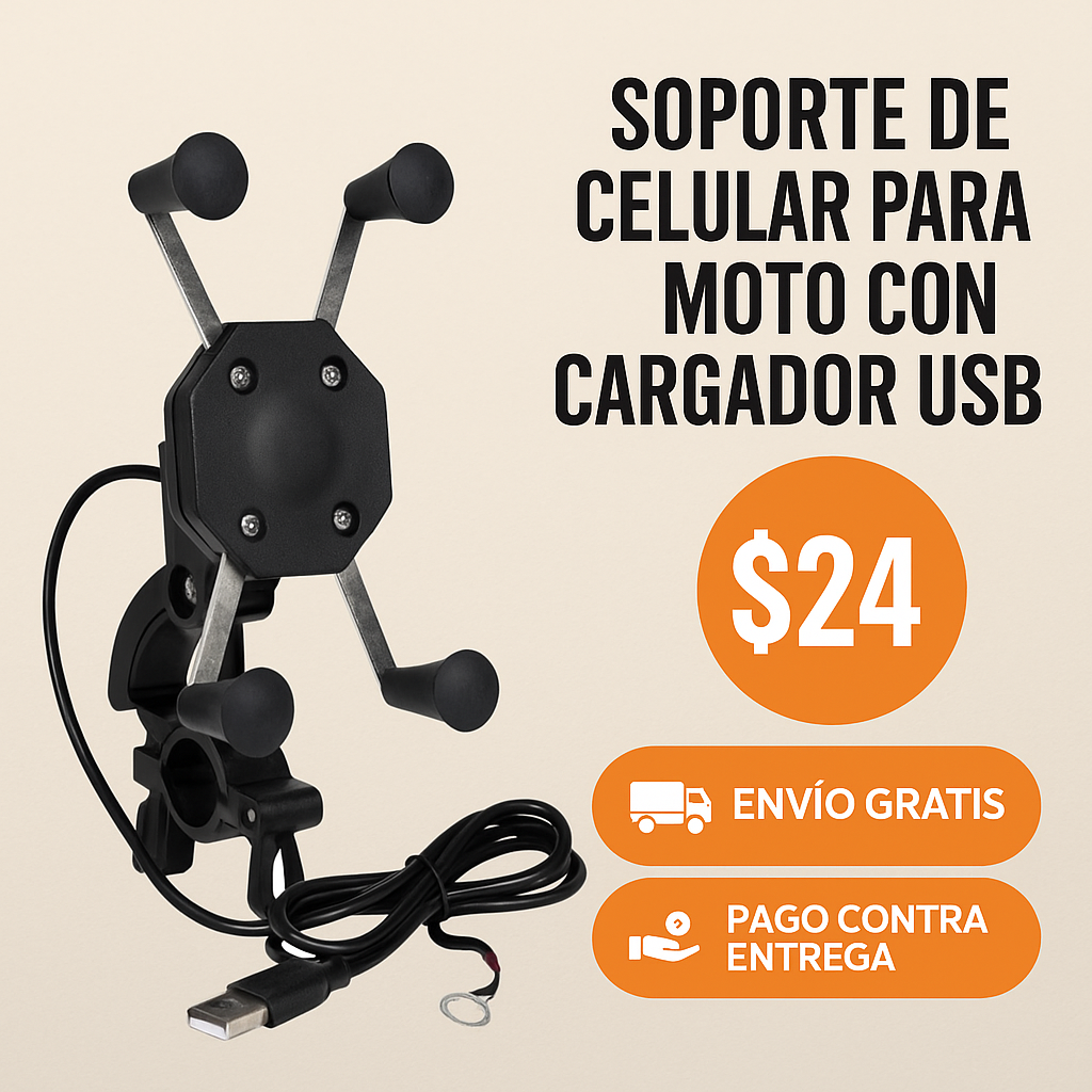 PORTA CELULAR MOTO CON CARGADOR
